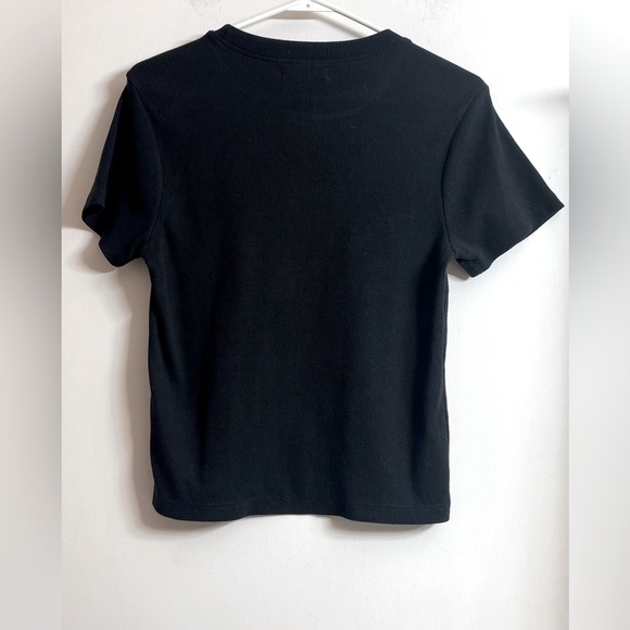 ASOS missguided Women's Size top size 10 Black Ribbed Short Sleeve Stormi tee. - Picture 2 of 6